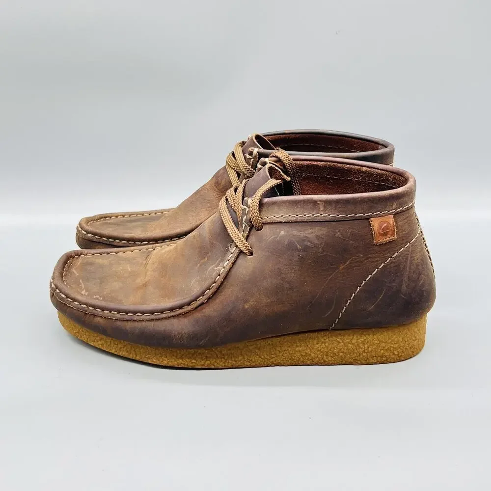 Clarks Boots Mens 8 Brown Leather Wallabee Chukka Moccasin Casual Comfort Shoes